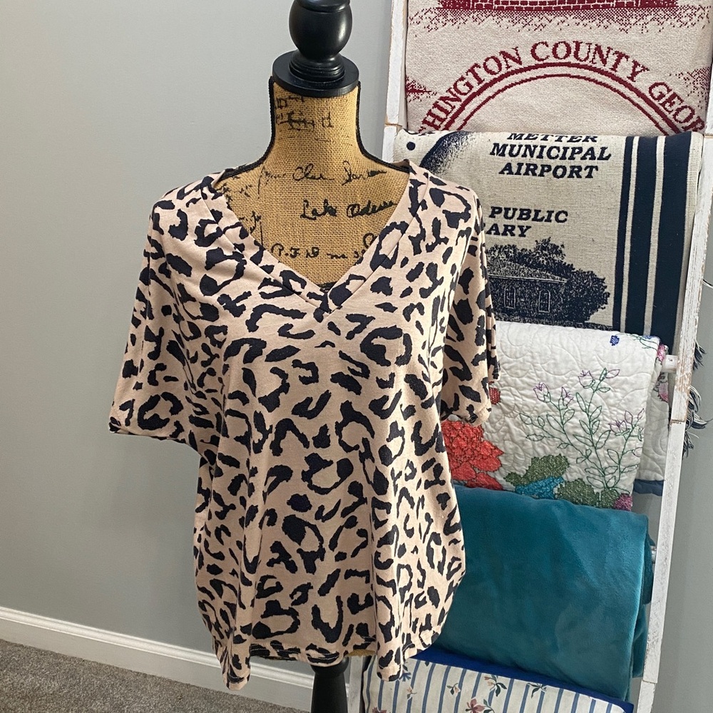 Leopard Print V-Neck Top